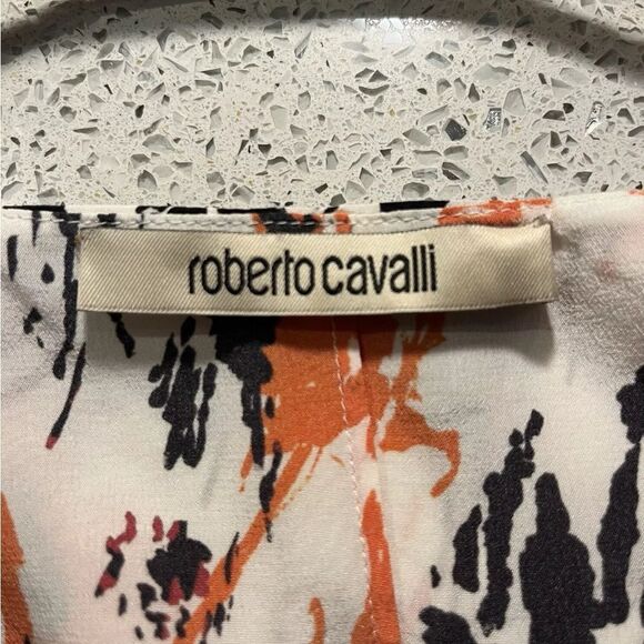 Roberto Cavalli Silk Dress SIze 40 Womens US 4 Multicolor Long Sleeve Asymmetric - Picture 4 of 12